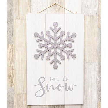 Sparkle Snowflake Let It Snow Pallet Sign - The Fox Decor